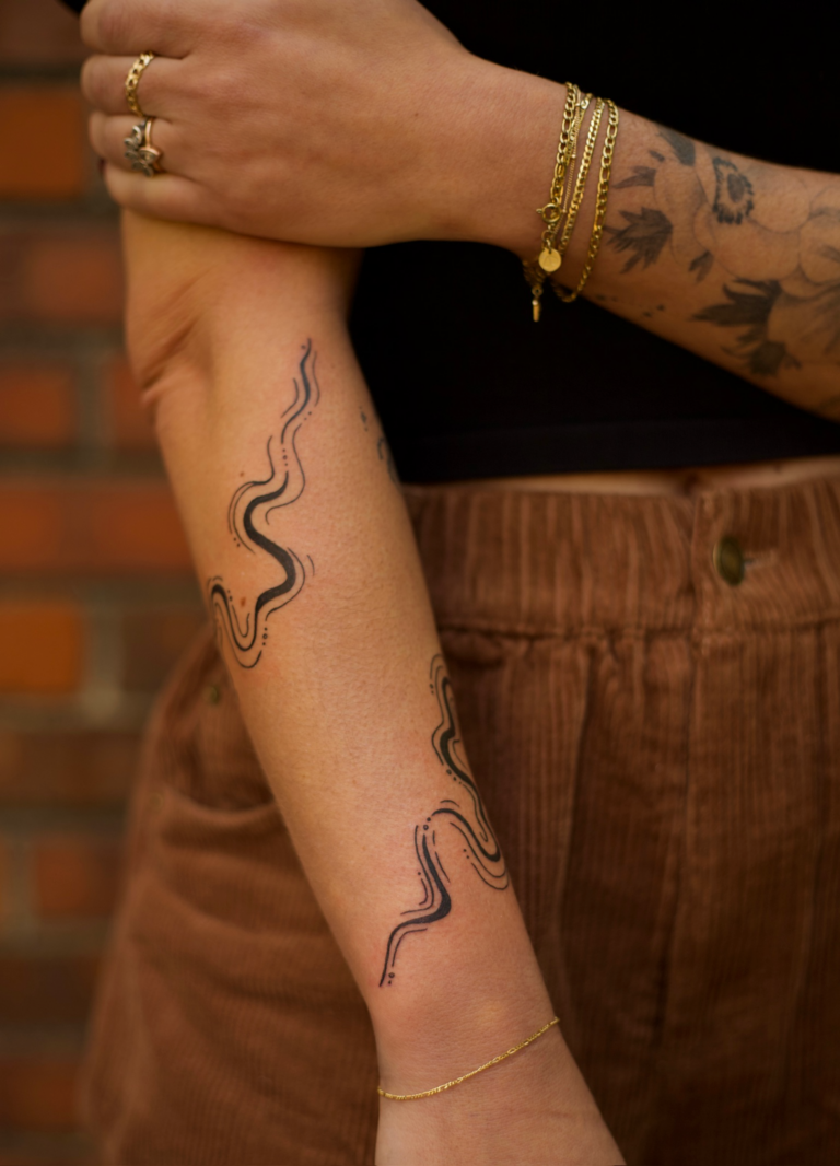 Freehand Swirly Forearm Wrap Tattoo