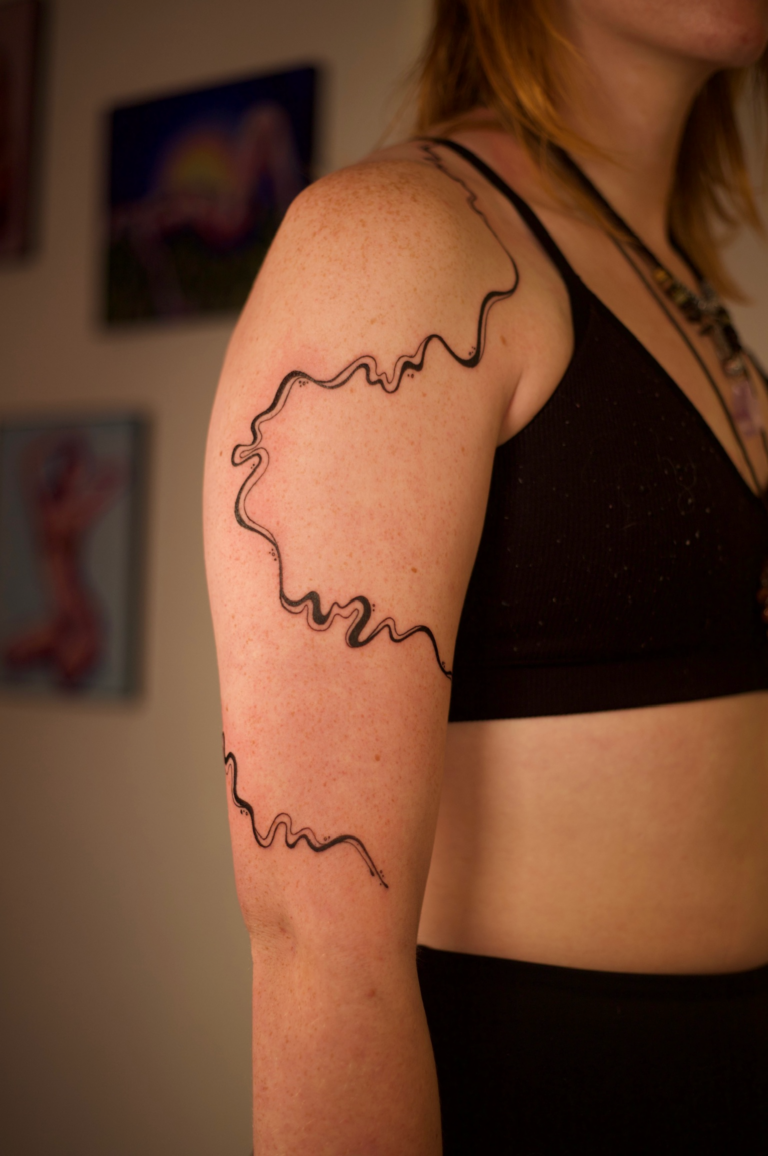 Freehand Swirly Arm Wrap Tattoo