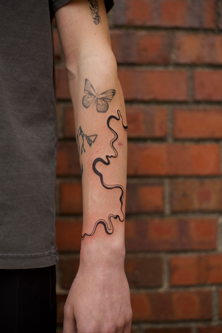 Freehand Swirly Forearm Wrap Tattoo