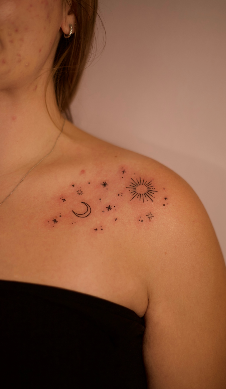 Sun, Moon, and Stars Tattoo