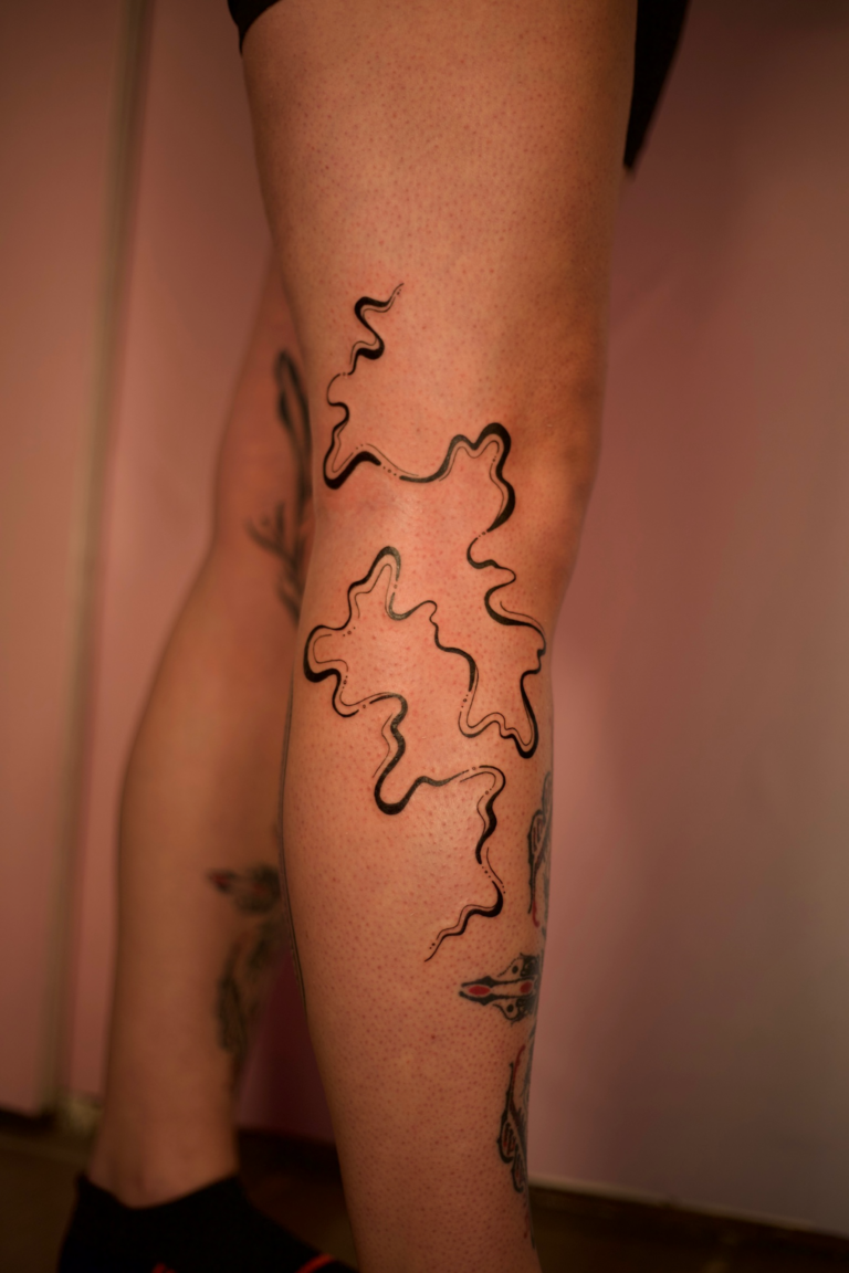 Freehand Swirly Leg Tattoo