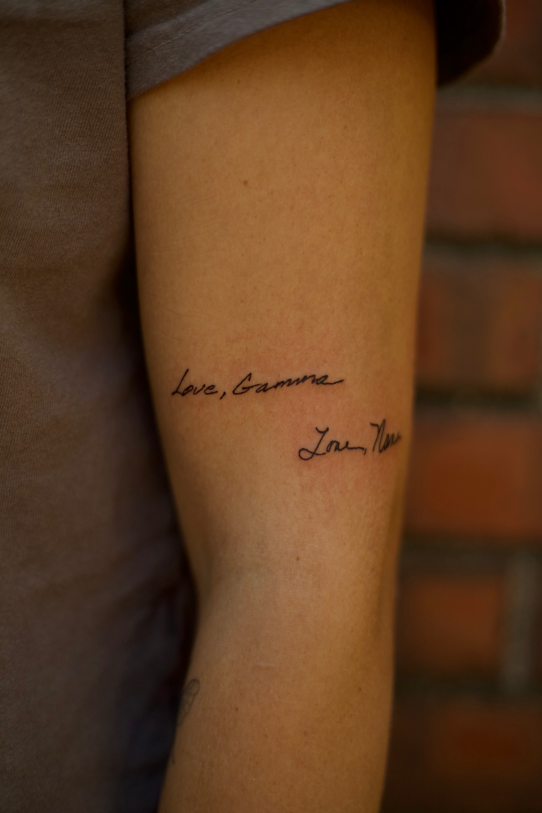 Nana and Gamma Handwriting Tattoos