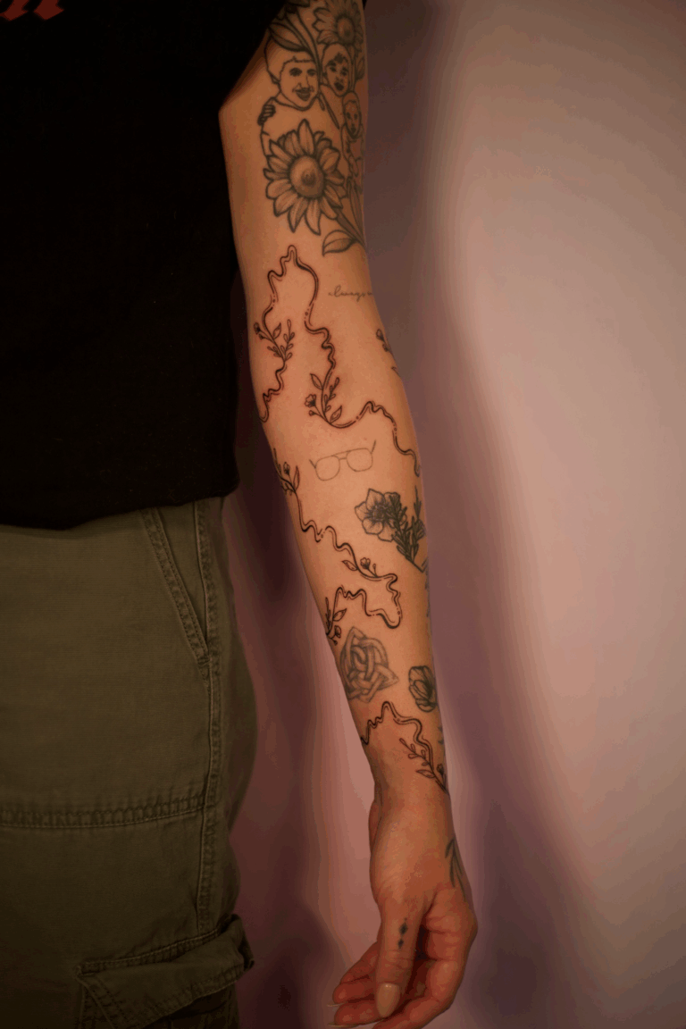 Floral Swirly Gap Filler Arm Tattoo