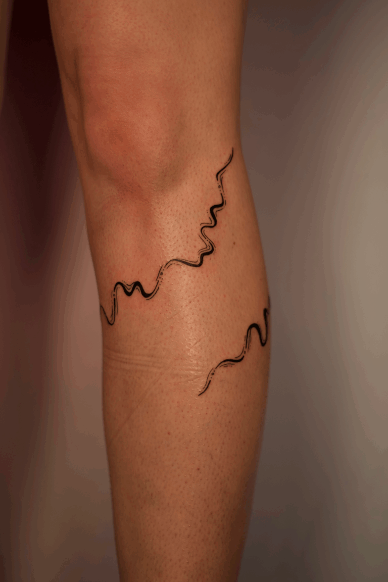 Freehand Swirly Shin Wrap Tattoo