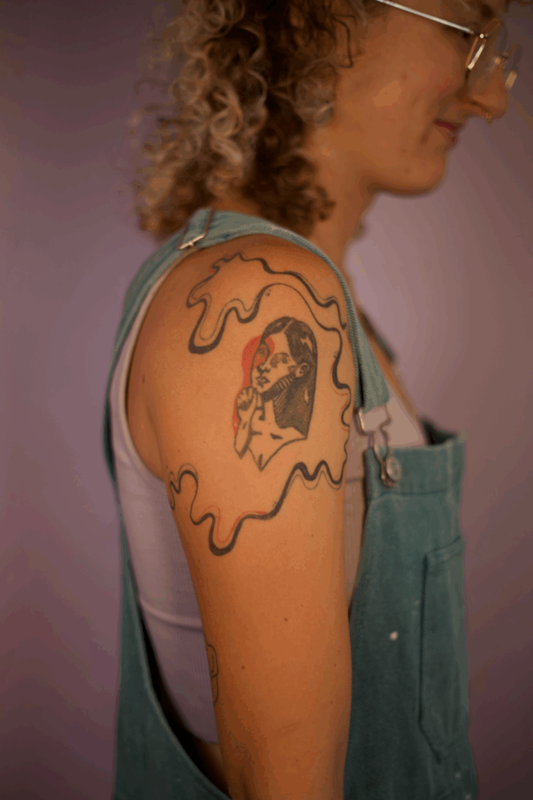 Colorful Swirly Gap Filler Tattoo