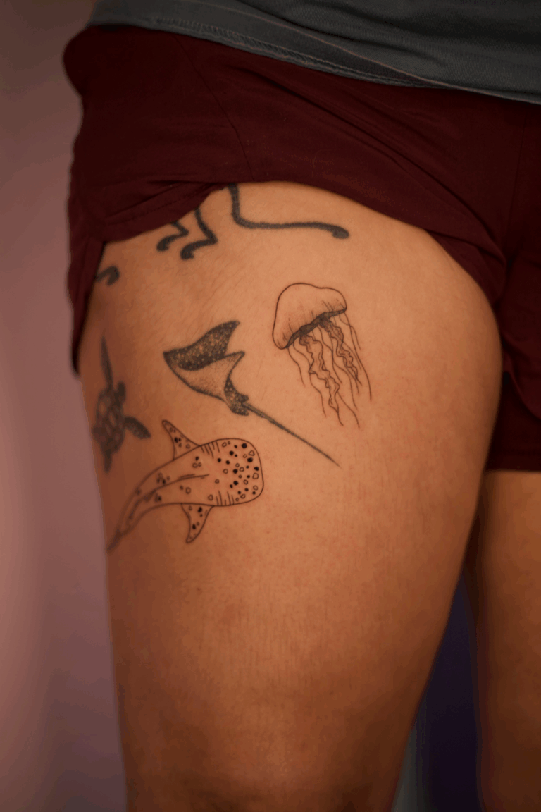 Jellyfish and Whale Shark Tattoo