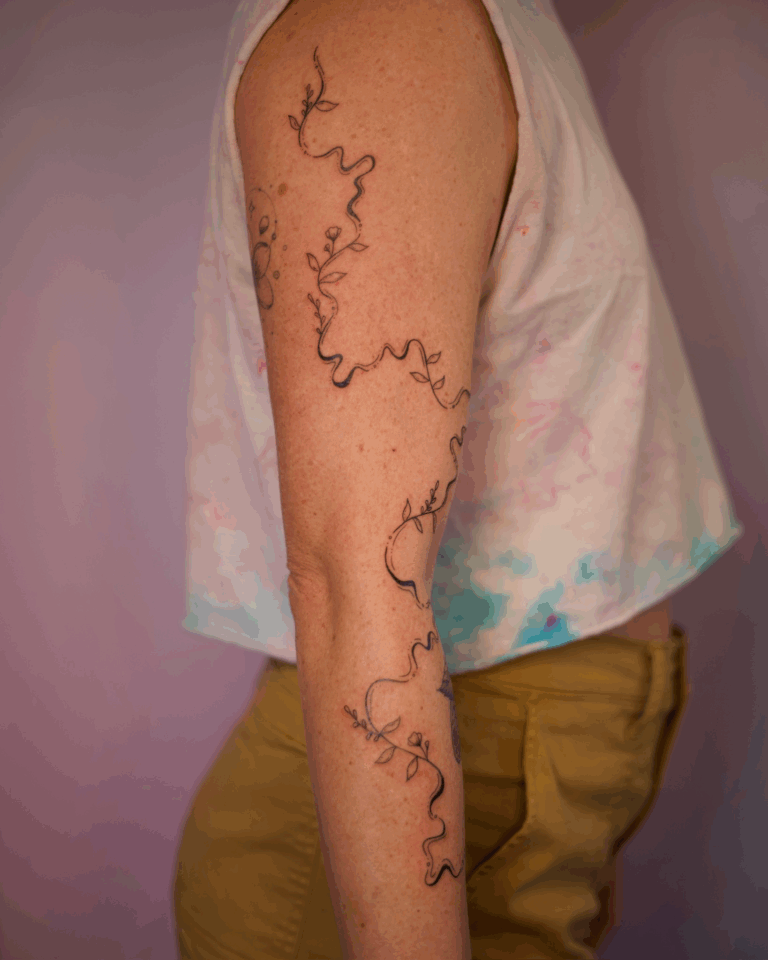 Floral Swirly Full Sleeve Tattoo