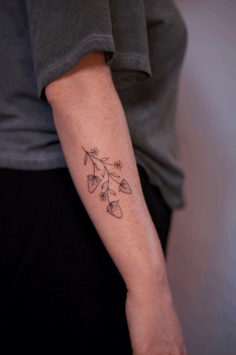 Strawberries Forearm Tattoo